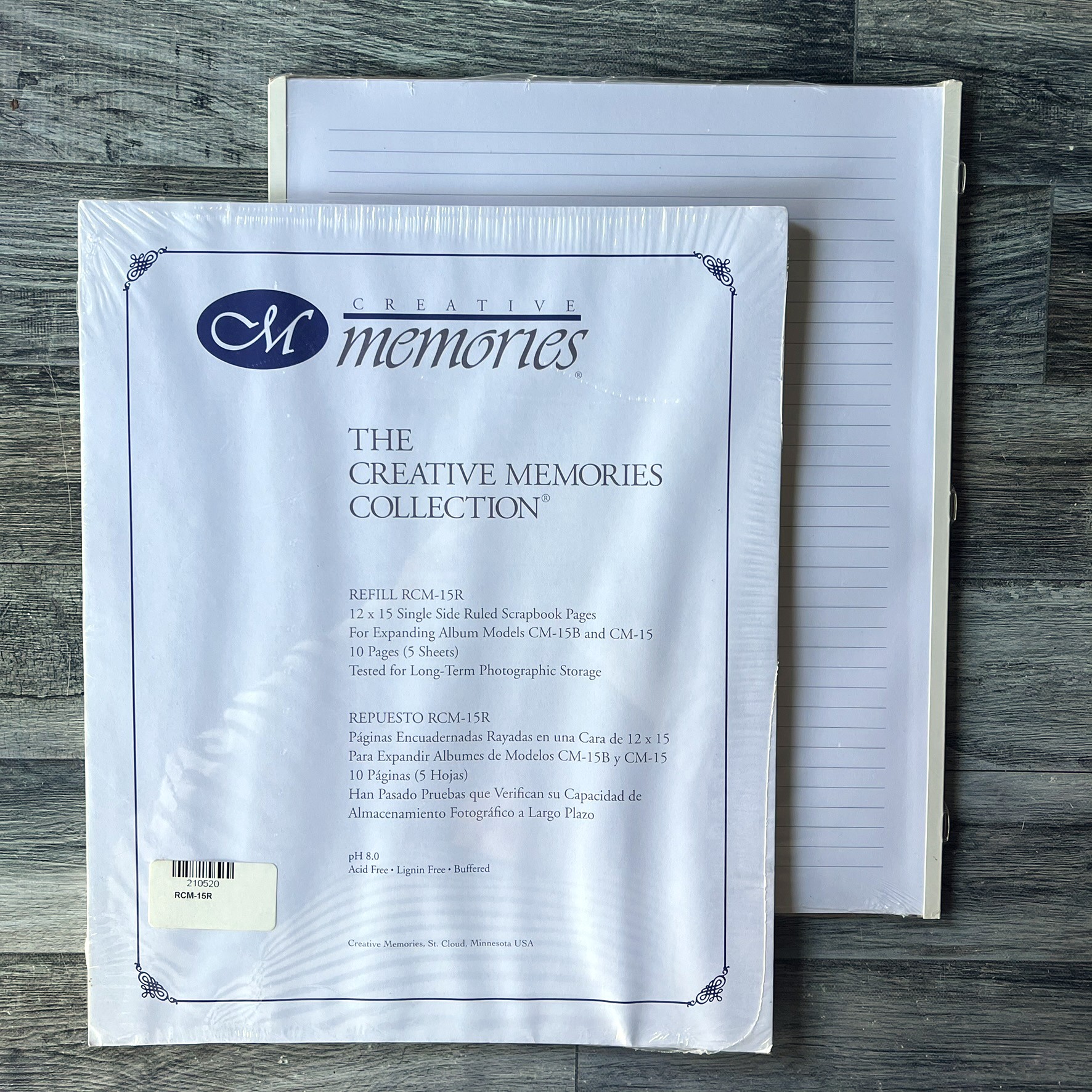 12x15 SINGLE SIDE Ruled White Pages - Tessa Scrapbooks