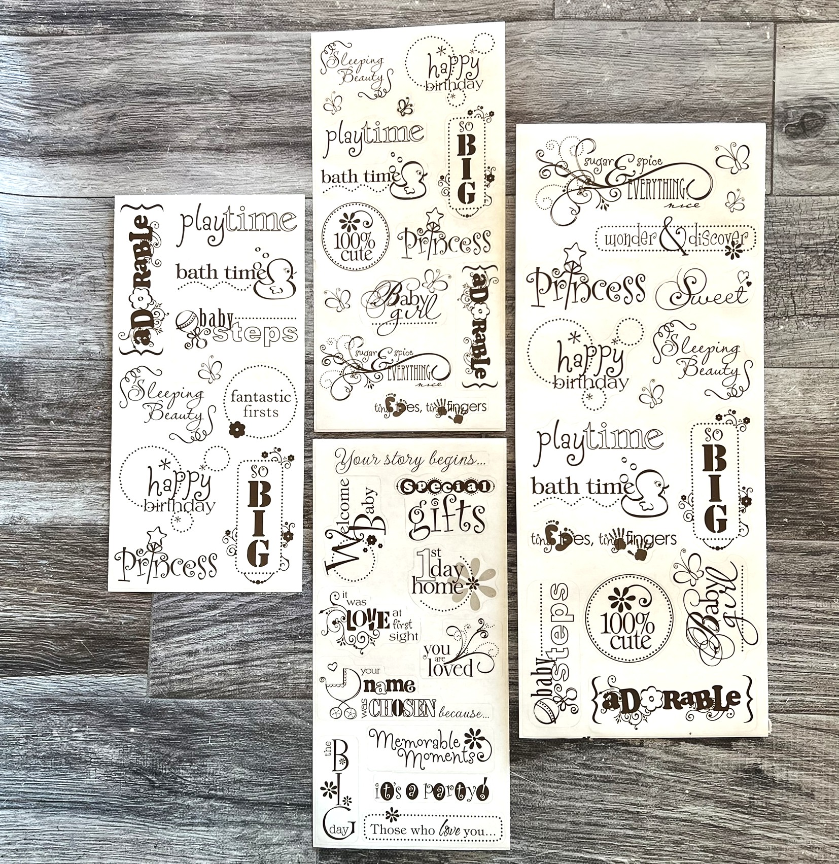 Baby Girl Clear Titles Stickers - Tessa Scrapbooks