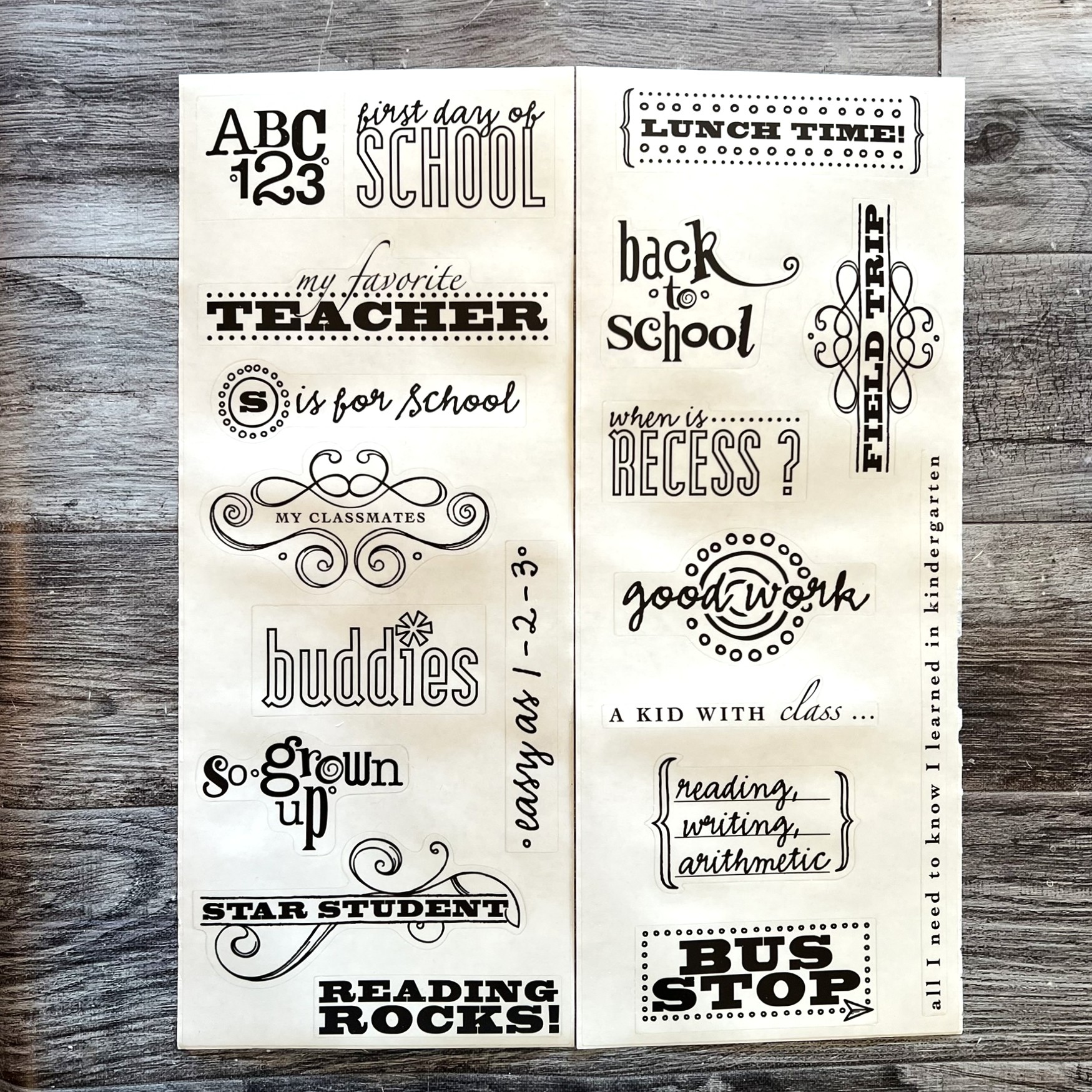 School Clear Titles Stickers - Tessa Scrapbooks